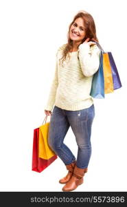 Happy beautiful woman with shopping bags