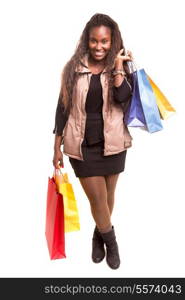 Happy beautiful woman with shopping bags