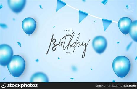 Happy Birthday banner blue celebration background