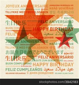 Happy birthday card from the world in different languages. Happy birthday card from the world