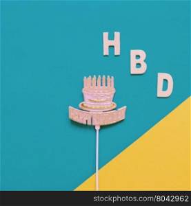 Happy birthday concept on green and yellow background&#xA;