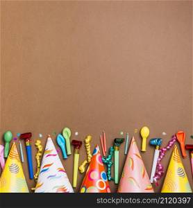 happy birthday greeting card with objects brown card