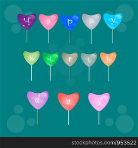 Happy birthday Heart shaped balloons frame Vector Illustration on green background.