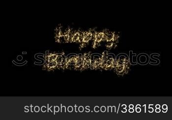 Happy Birthday with stars on black background