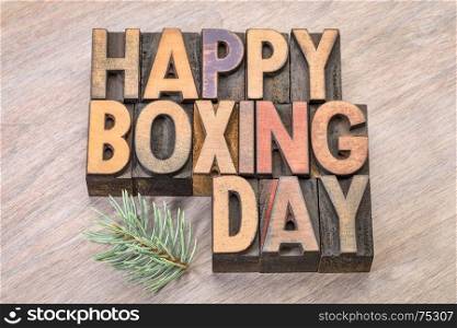 Happy Boxing Day word abstract in vintage letterpress wood type