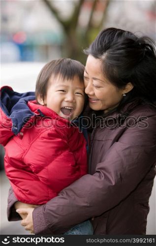 Happy boy with mother