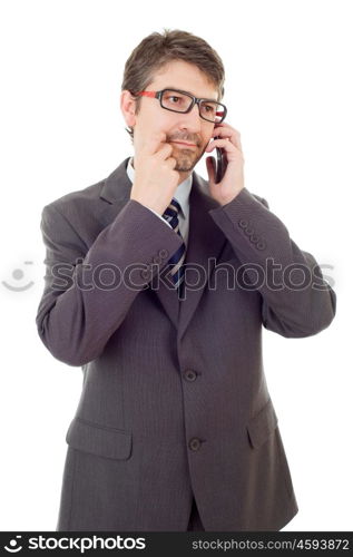 happy business man on the phone, isolated