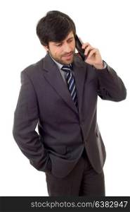 happy business man on the phone, isolated