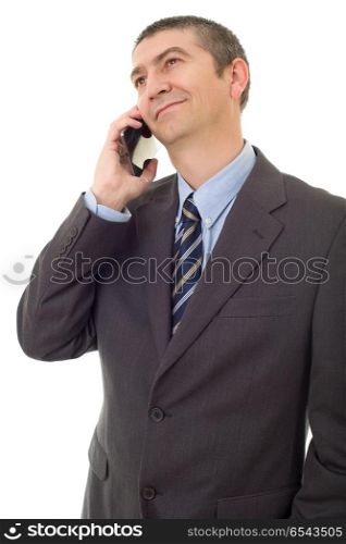 happy business man on the phone, isolated. on the phone