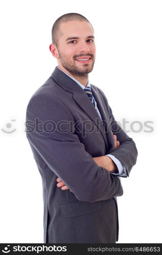 happy business man portrait isolated on white. business man