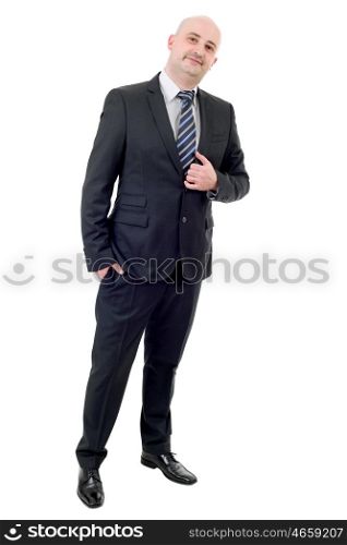 happy businessman full length, isolated on white