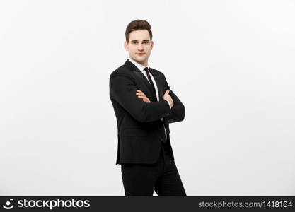 Happy businessman isolated - Successful handsome man standing with crossed arms isolated over white background. Happy businessman isolated - Successful handsome man standing with crossed arms isolated over white background.