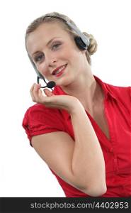 Happy call-center worker