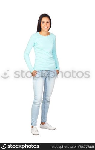 Happy Casual Girl Isolated on White