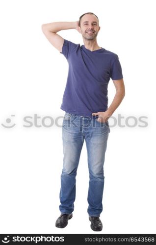 happy casual man full body in a white background. casual man