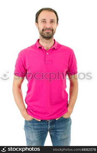 happy casual man isolated on white background