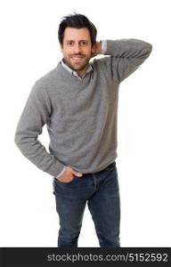 happy casual man isolated on white background