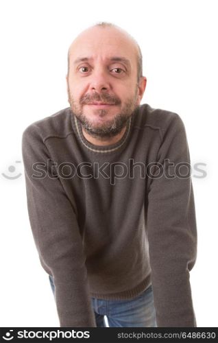 happy casual man portrait, isolated on white. happy casual man