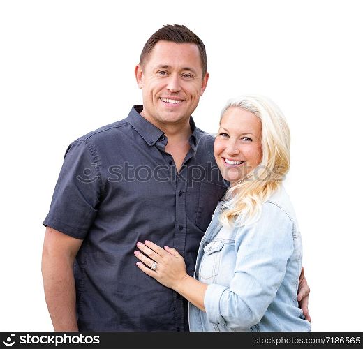 Happy Caucasian Couple Isolated on White Background.