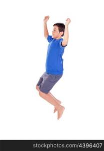 Happy child jumping isolated on a white background
