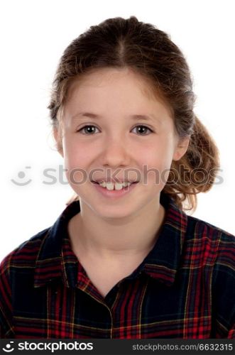 Happy child looking at camera isolated on a white background