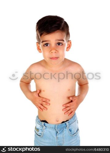 Happy child ready with the bath hour. Happy child ready with the bath hour isolated on a white background