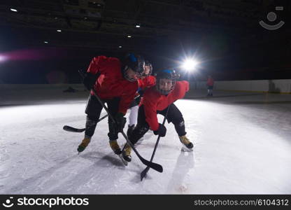 happy children group ice hockey team sport players portrait