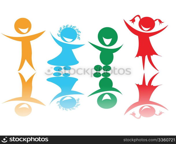 Happy children in colors, vector art