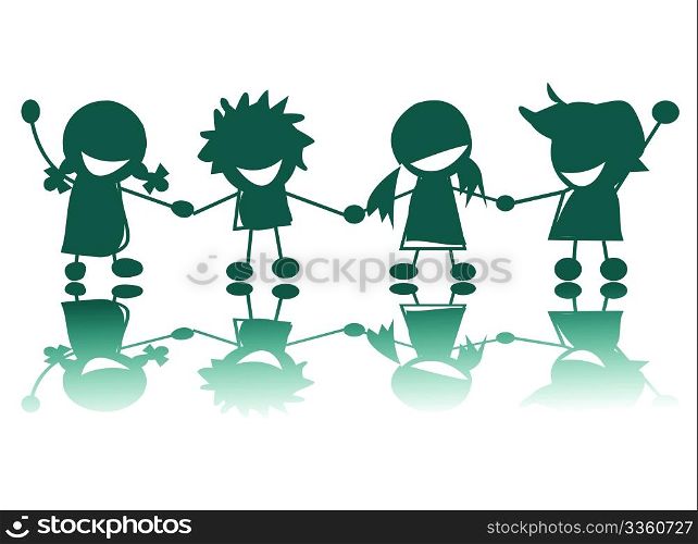 Happy children silhouettes