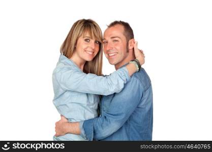 Happy couple in love isolated on white background