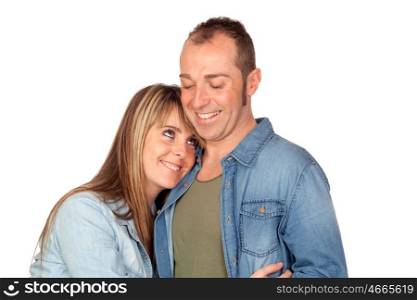 Happy couple in love isolated on white background