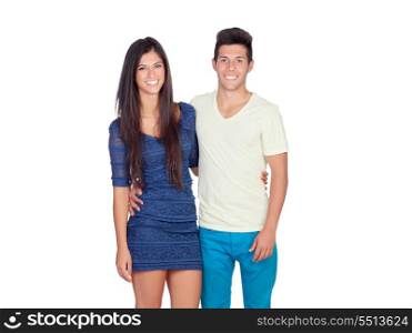 Happy couple isolated on white background