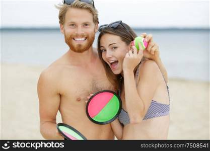 happy couple on a beach