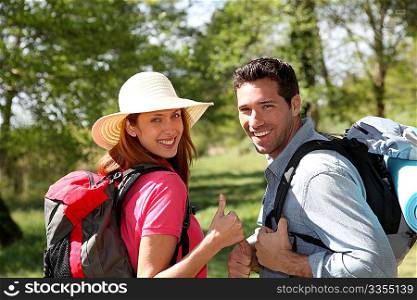 Happy couple on a hiking day