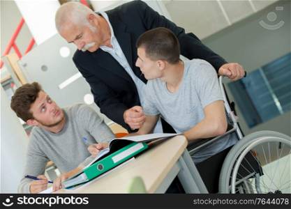 happy disabled man during meeting