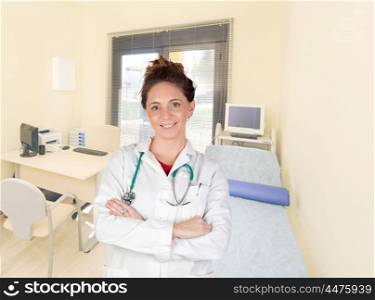 Happy doctor woman in the medical consultation
