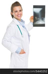 Happy doctor woman with fluorography