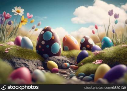 Happy Easter Background. Illustration Generative AI