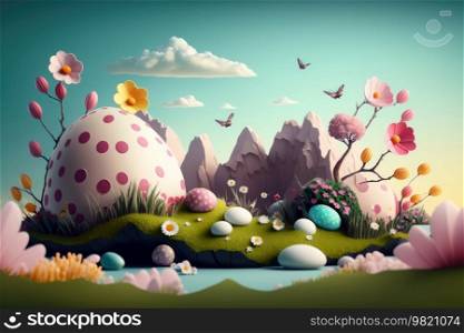 Happy Easter Background. Illustration Generative AI