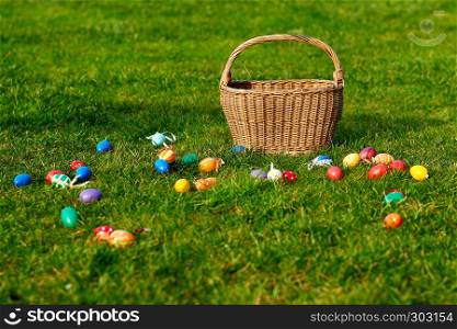 happy easter bunny with eggs