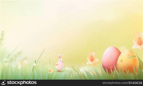 Happy Easter Card Illustration Generative AI 