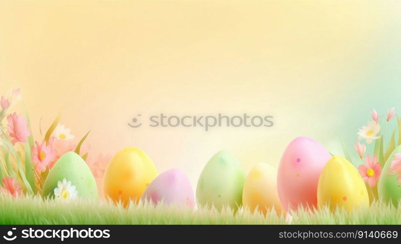 Happy Easter Card Illustration Generative AI 