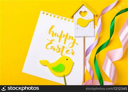 happy easter card on a yellow background