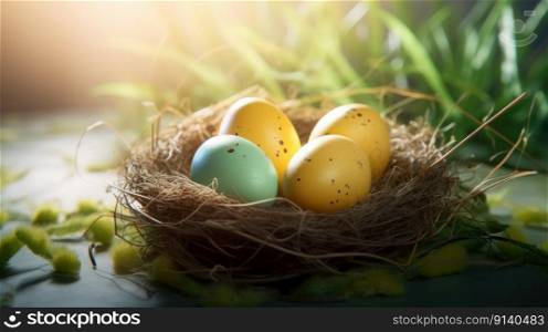 Happy Easter Cute Background Illustration AI Generative 