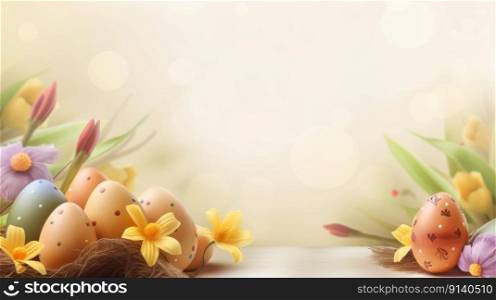 Happy Easter Cute Background Illustration Generative AI 