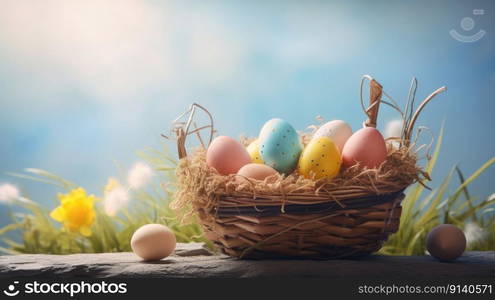 Happy Easter Cute Background Illustration Generative AI 