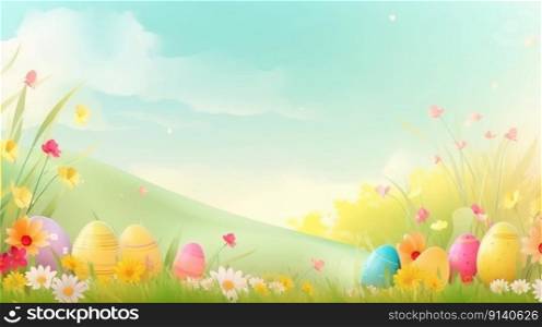 Happy Easter Cute Background Illustration Generative AI
