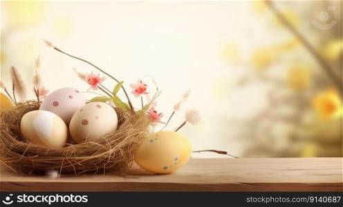 Happy Easter Cute Background Illustration Generative AI 