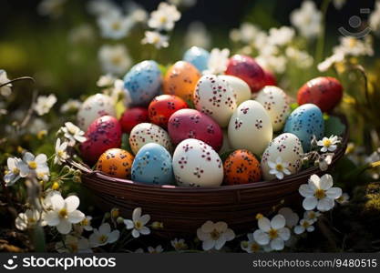 Happy Easter. Easter decoration background. Generative AI