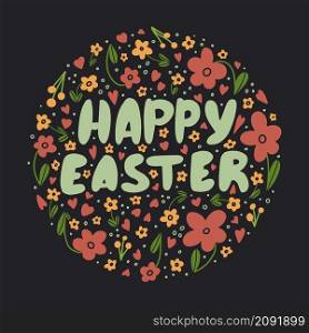 Happy easter - hand drawn lettering quote. Phrase for posters, banners and postcards. Vector design.. Happy easter - hand drawn lettering quote. Vector design.